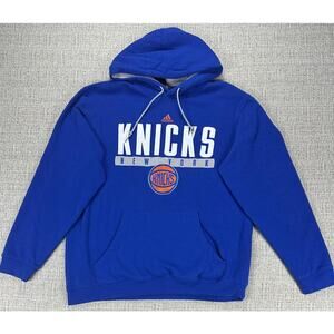 New York Knicks Sweatshirt Sz Medium Blue NBA Embroidered Adidas Hoodie Fleece